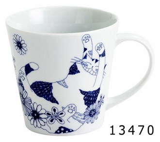 Ceramic-ai CAT Mug Flowers 1 Lying