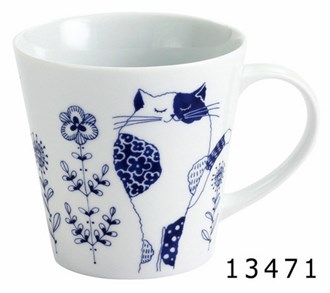 Ceramic-ai Cat Mug Flowers 2 Standing