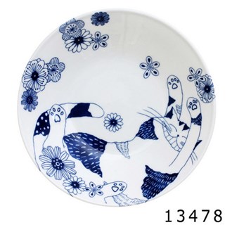 Ceramic-ai CAT flowers Large Plate 2 Lying
