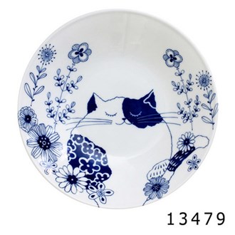 Ceramic-ai CAT flowers Large Plate 1 Standing