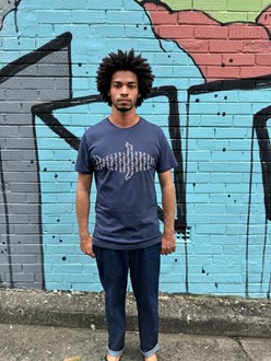 Big Fish Little Fish Dusky Blue Mens Tee