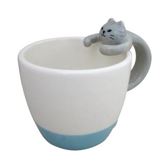 Animal Handle Mug Grey Cat