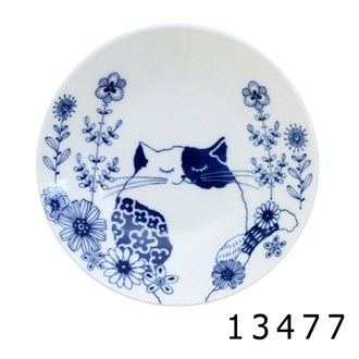 Ceramic-ai Cat Flowers Small Plate 1 Standing