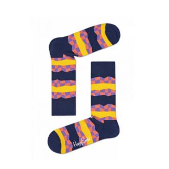 Checkered Stripe Sock Navy Pink Purple Yellow SM