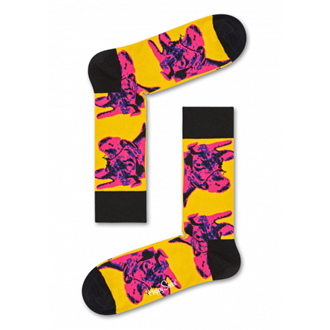 Andy Warhol Cow Sock Yellow Black Pink