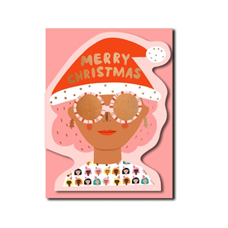 Christmas Card Xmas Party Girl Die Cut Card