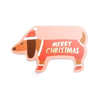 Christmas Card Xmas Sausage Doggie Die Cut Card