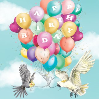Greeting Card Bird Birthday Balloons