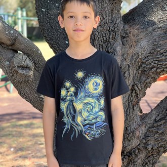 Starry Night Charcoal Kids Tee